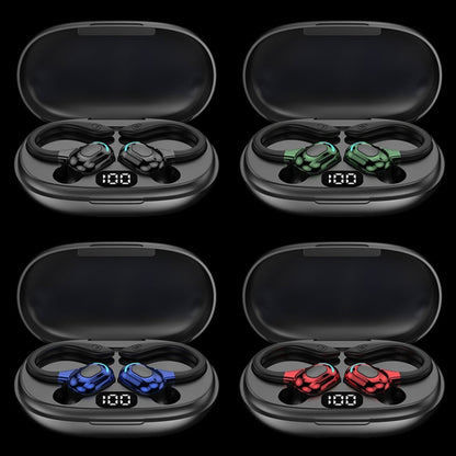 F8 Hanging Ear Stereo Wireless Bluetooth Earphones With Charging Bin, With Charging Bin(Black Double Ear), With Charging Bin(Red Double Ear), With Charging Bin(Green Double Ear), With Charging Bin(Blue Double Ear)