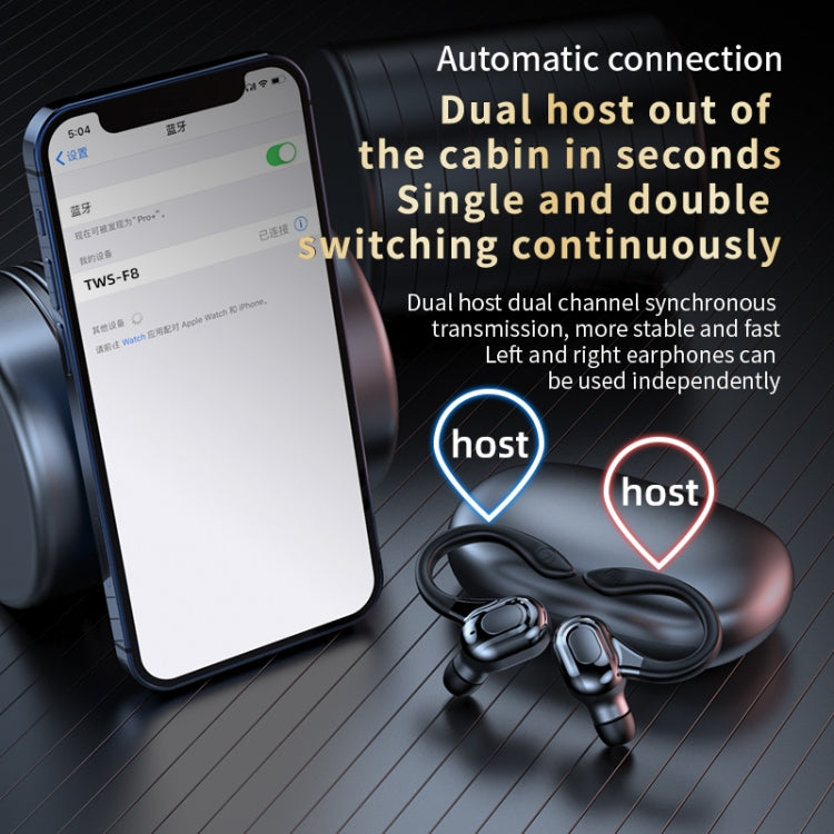 F8 Hanging Ear Stereo Wireless Bluetooth Earphones With Charging Bin, With Charging Bin(Green Double Ear), With Charging Bin(Blue Double Ear), With Charging Bin(Black Double Ear), With Charging Bin(Red Double Ear)