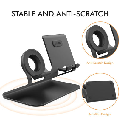 Base de chargement en alliage d'aluminium AhaStyle ST04, pour smartphones de 4 à 8 pouces et Apple Watch, ST04 (noir), ST04 (or rose), ST04 (argent)