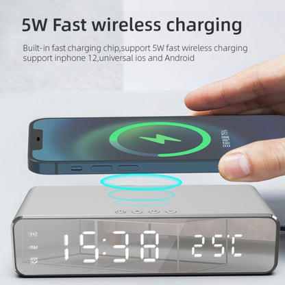 W258 With Clock / Temperature Display Desktop Phone / Earphone Wireless Charging, W258 5W (Silver), W258 5W (Black)
