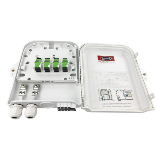 Boîtier de répartiteur à fibre optique 8 cœurs, robuste, en ABS, pour montage mural ou sur poteau, pour l'intérieur et l'extérieur