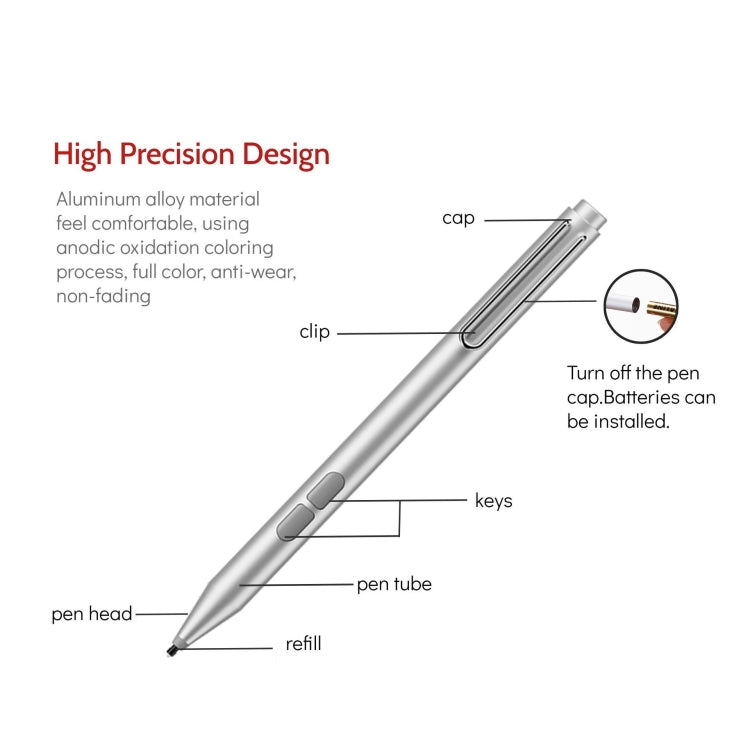 F94S For Microsoft Surface Series Stylus Pen 1024 Pressure Level Electronic Pen, 1024 Pressure Level (Black), 1024 Pressure Level (Silver)