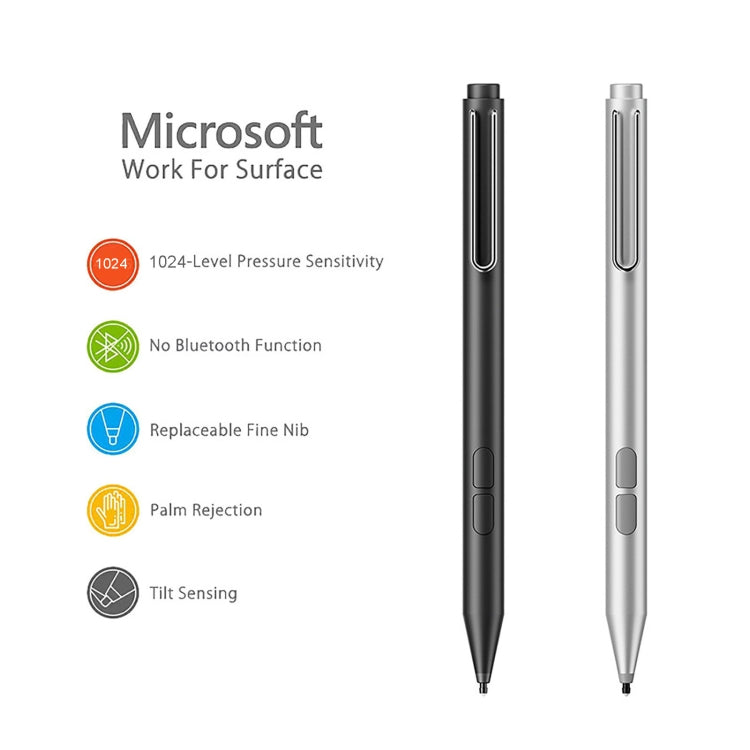 F94S For Microsoft Surface Series Stylus Pen 1024 Pressure Level Electronic Pen, 1024 Pressure Level (Black), 1024 Pressure Level (Silver)