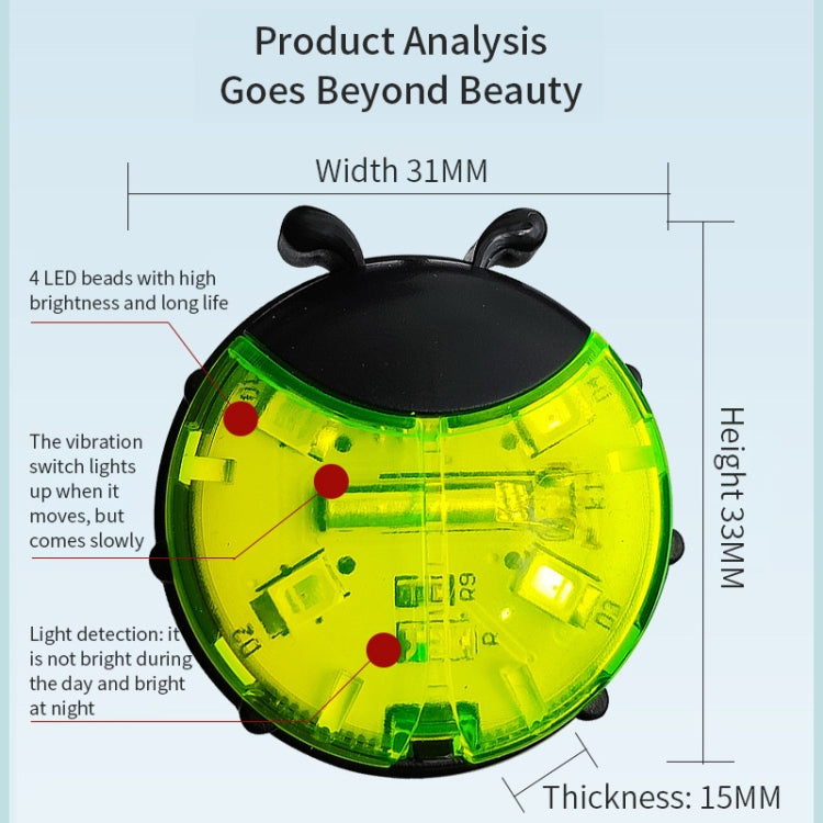 Lumière de Roue Coccinelle pour Vélo sans Pédales Enfant, Lumière de Moyeu de Vélo, Rouge Intelligent, Vert Intelligent, Bleu Intelligent, Rouge Manuel, Vert Manuel, Bleu Manuel, Transparent Manuel