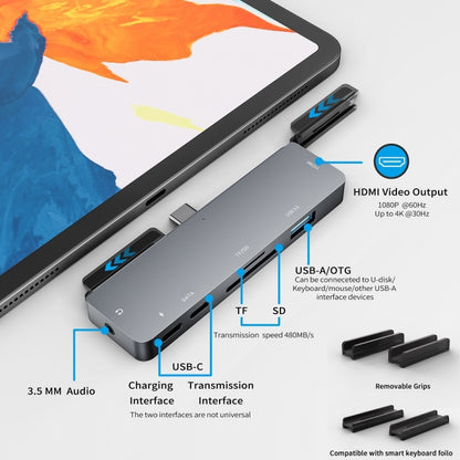 For IPad Pro 7-In-1 HDMI 4K + 3.5mm Audio + SD/TF+ 1 USB 3.0 + USB-C/Type-C + PD USB-C Docking Station, For IPad Pro 7-In-1