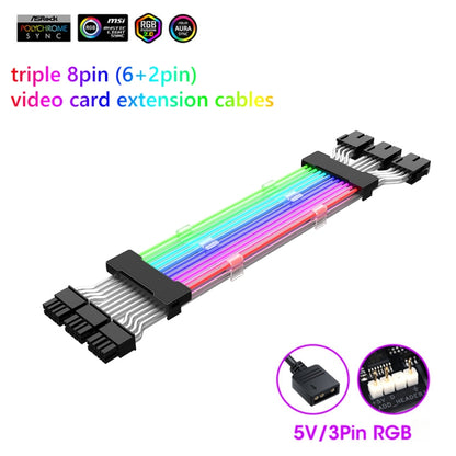 5V ARGB Neon Color Line, 24pin Motherboard Power Supply Light Wire Black, Double 8pin Graphics Card Power Supply Wire Black, 3x8pin Graphics Card Power Supply Wire Black, 24pin Motherboard Power Supply Light Wire White                                  ...