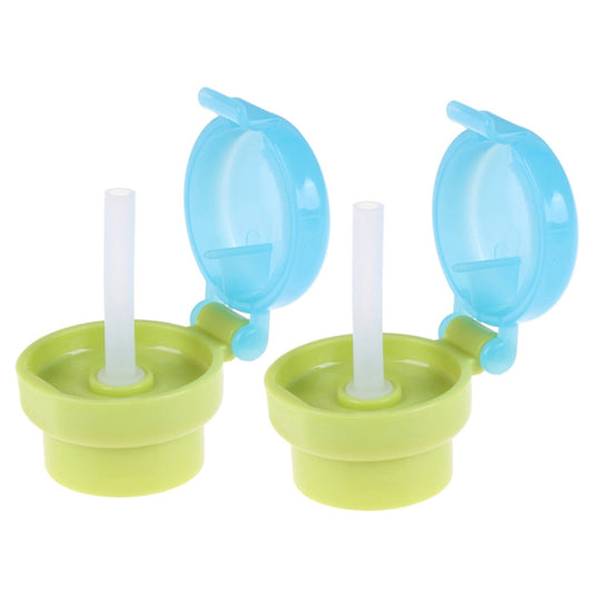 Lot de 2 couvercles pour pailles de bébé CJ07205, 2 verts et 2 roses.