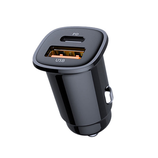 Chargeur de voiture USB double port PD 30W Super charge rapide, 30W noir