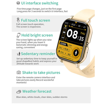 H10 1.69 inch Screen Bluetooth Call Smart Watch, Support Heart Rate/Blood Pressure/Sleep Monitoring, Black, Pink, Yellow, Grey, Blue Net+Silicone, Black Net+Silicone, Pink Net+Silicone, Gold Net+Silicone, Silver Net+Silicone