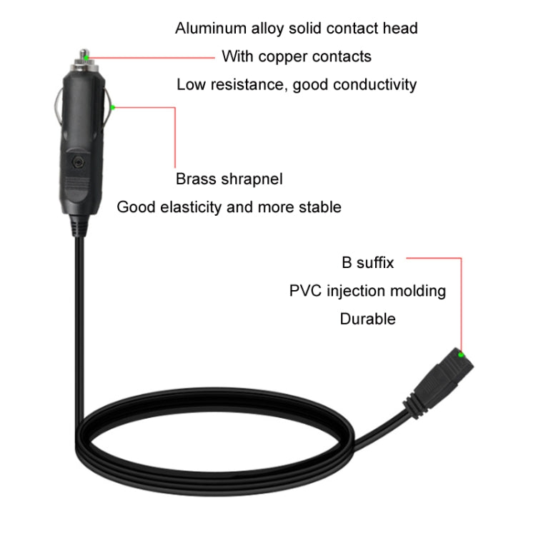 12V/24V Car Refrigerator Cable B Suffix Cigarette Lighter Plug Power Cord, Length:, 1m With Switch, 2m Without Switch, 2m With Switch, 3m Without Switch, 3m With Switch, 4m Without Switch, 4m With Switch, 5m Without Switch, 5m With Switch