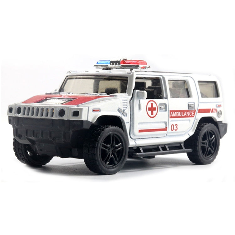 1:36 Véhicule tout-terrain de police, modèle de voiture d'ambulance, jouet pour garçon avec son et lumière, voiture de police, voiture d'ambulance, camion de pompiers, armée