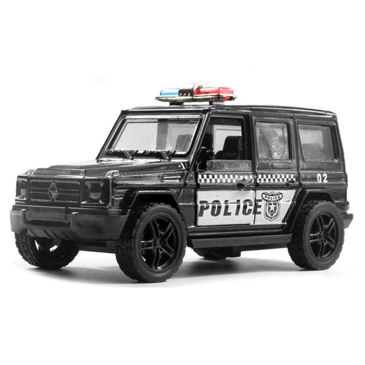 Voiture de police tout-terrain miniature à l'échelle 1:36 avec effets sonores et lumineux, camion de pompiers, véhicule militaire.
