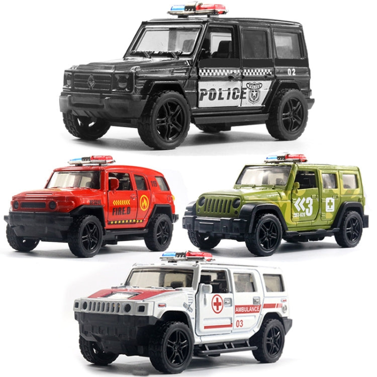 1:36 Véhicule tout-terrain de police, modèle de voiture d'ambulance, jouet pour garçon avec son et lumière, voiture de police, voiture d'ambulance, camion de pompiers, armée