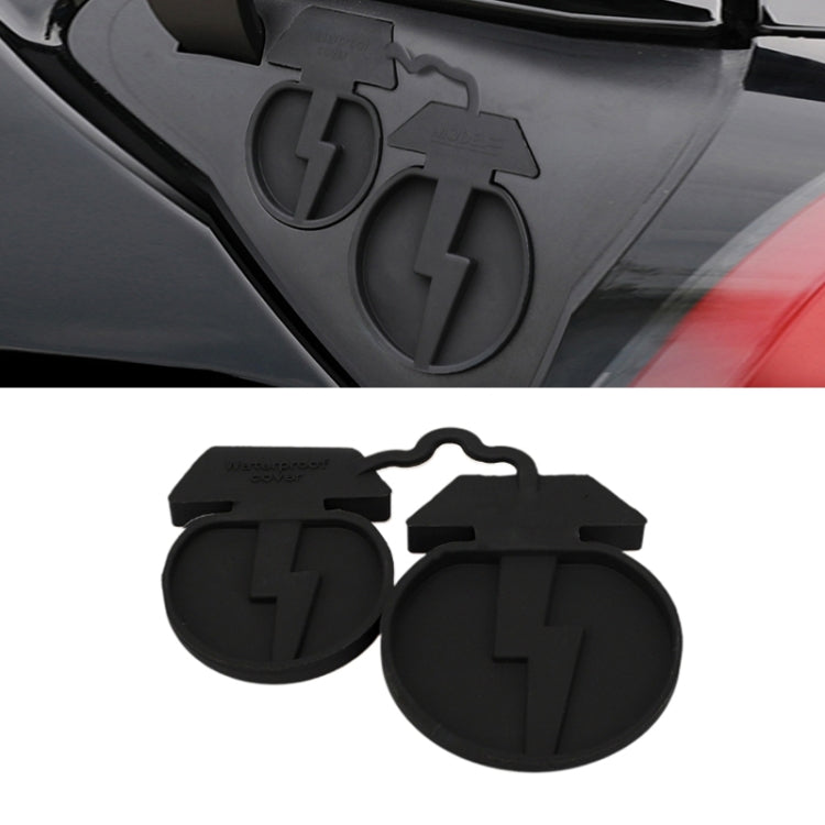 For Tesla Model3/Y 2pcs Charging Port Silicone Dustproof Waterproof Cover, Conjoined Black, Conjoined Red, Conjoined Blue