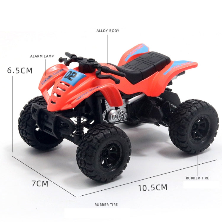 1:36 Modèle de moto tout-terrain à quatre roues de plage simulée, jouet pour enfants, moto verte, moto bleue, moto rouge, moto noire