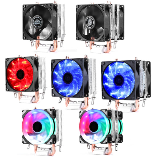 Desktop Computer Double Copper Tube CPU Radiator Super Quiet, 2 Tube Without Light 3-pin Single Fan, 2 Tube Without Light 3-pin Double Fan, 2 Tube Red Light 3-pin Single Fan, 2 Tube Blue Light 3-pin Single Fan, 2 Tube Blue Light 3-pin Double Fan�������...