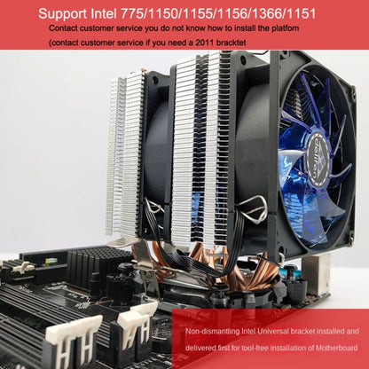 Desktop Computer Double Copper Tube CPU Radiator Super Quiet, 2 Tube Without Light 3-pin Single Fan, 2 Tube Without Light 3-pin Double Fan, 2 Tube Red Light 3-pin Single Fan, 2 Tube Blue Light 3-pin Single Fan, 2 Tube Blue Light 3-pin Double Fan�������...