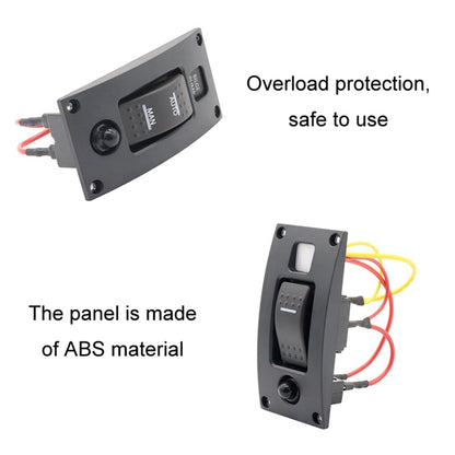 Marine Self-Locking Resetting Switch With Overload Protection Indicator Light, ON-OFF-ON 3 Switch, ON-OFF 2 Switch, ON-OFF-ON 3 Switch (Printed), Square 5V 3.4A Car Charging Panel