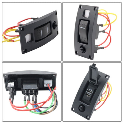 Marine Self-Locking Resetting Switch With Overload Protection Indicator Light, ON-OFF-ON 3 Switch, ON-OFF 2 Switch, ON-OFF-ON 3 Switch (Printed), Square 5V 3.4A Car Charging Panel
