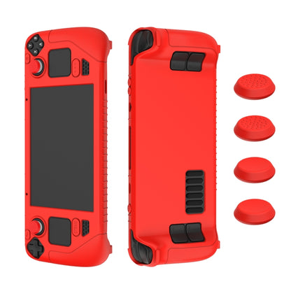 For Steam Deck Game Controller Soft Silicone Protective Cover Case With 4pcs Key Cap, SD001 (Red), SD001 (Luminous Blue), SD001 (Luminous Green), SD001 (Black)