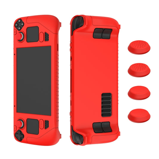 For Steam Deck Game Controller Soft Silicone Protective Cover Case With 4pcs Key Cap, SD001 (Red), SD001 (Luminous Blue), SD001 (Luminous Green), SD001 (Black)
