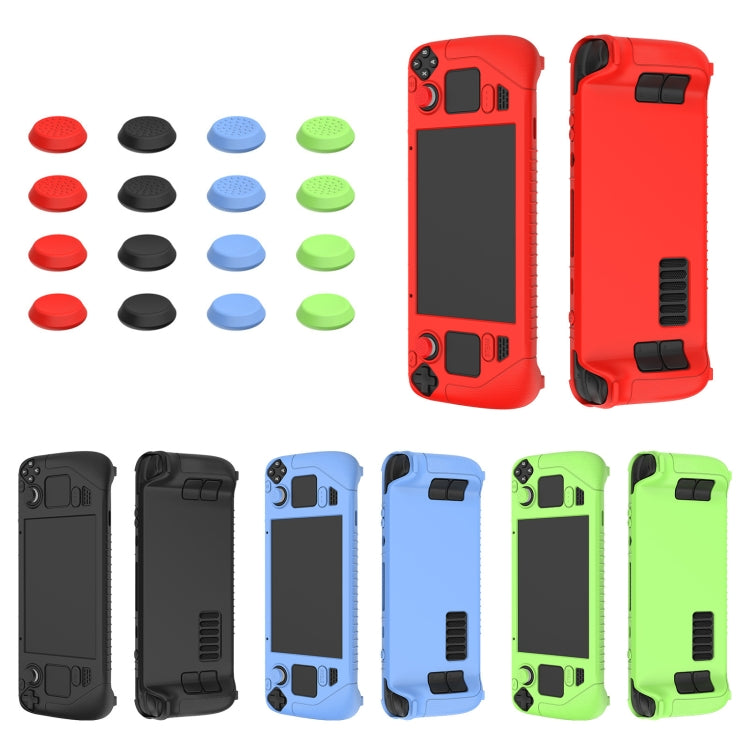 For Steam Deck Game Controller Soft Silicone Protective Cover Case With 4pcs Key Cap, SD001 (Red), SD001 (Luminous Blue), SD001 (Luminous Green), SD001 (Black)