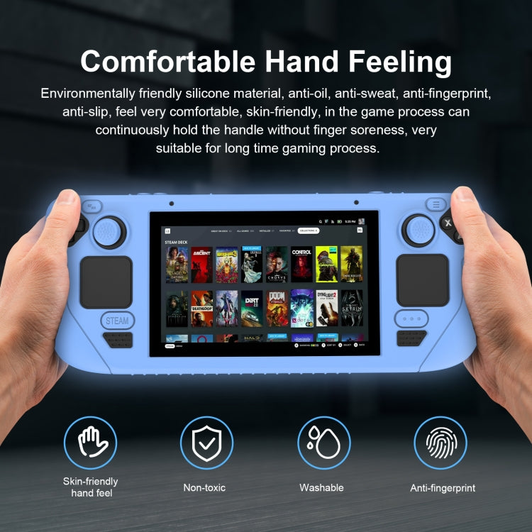 For Steam Deck Game Controller Soft Silicone Protective Cover Case With 4pcs Key Cap, SD001 (Red), SD001 (Luminous Blue), SD001 (Luminous Green), SD001 (Black)