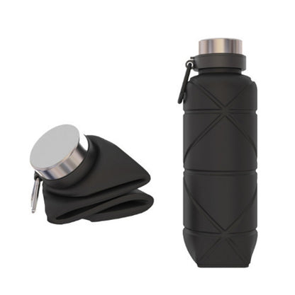 Outdoor Silicone Folding Water Cup Telescopic Water Bottle Travel Drinking Cup With Carabiner, 700ml Black, 700ml Grey, 700ml Red, 700ml Wine Red, 700ml Blue