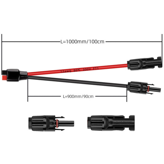 Câble de charge MC4 vers Anderson 30A pour batterie de stockage d'énergie mobile, 1,0 m, 1,85 m, 3,65 m