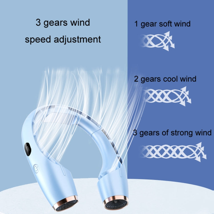 Ventilateur de cou suspendu sans feuilles, à grande puissance de refroidissement, rechargeable par USB
