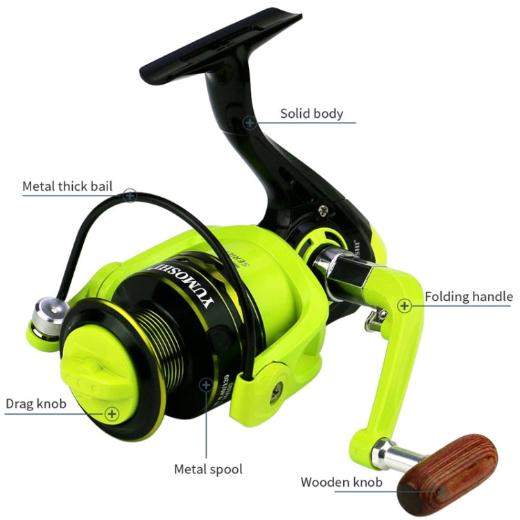 Moulinet de Pêche à Bobine Métallique Spinning Wheel, YUMOSHI OE2000 (Vert), YUMOSHI OE3000 (Vert), YUMOSHI OE4000 (Vert), YUMOSHI OE5000 (Vert), YUMOSHI OE6000 (Vert), YUMOSHI OE7000 (Vert)