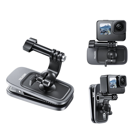 TELESIN 360 Degree Rotation Magnetic Backpack Clip Clamp Mount For Action Camera, TELESIN