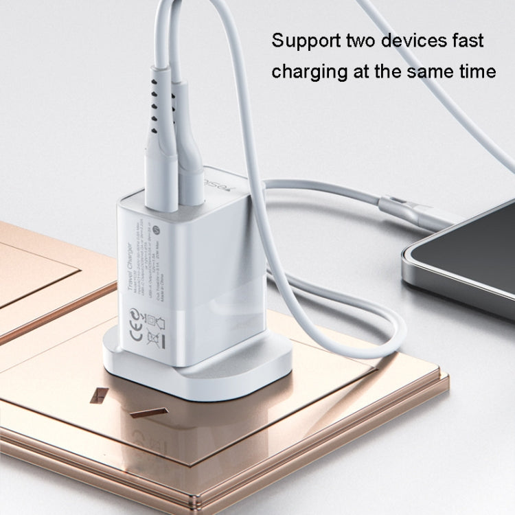 Yesido YC32PD20W + QC3.0 Dual-port Fast Charging Head Mobile Phone Charger, YC32 EU Plug