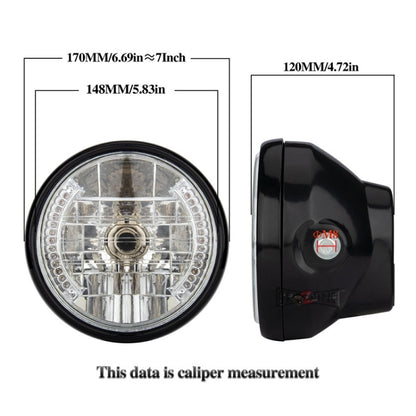Motorcycle 7 Inch LED Headlamp Angel Ring Steering Function With Bracket, PE-D7inS01TZ 28-36MM