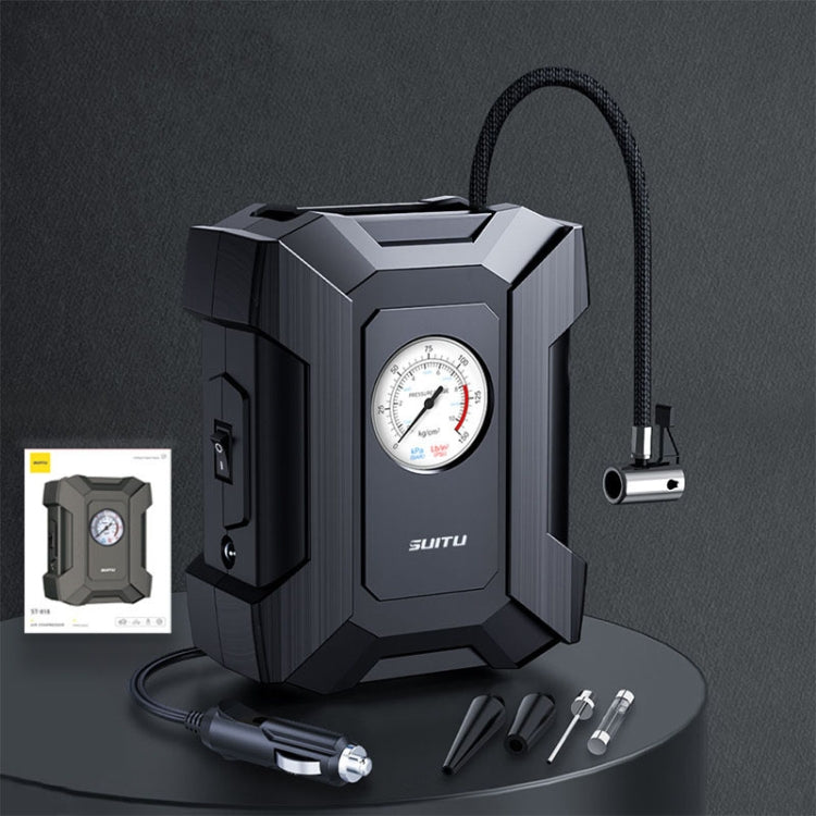 SUITU ST-818 DC 12V Pompe à air filaire pour voiture avec éclairage LED, modèle à aiguille, modèle à affichage numérique, modèle à aiguille + boîte à outils, modèle à affichage numérique + boîte à outils