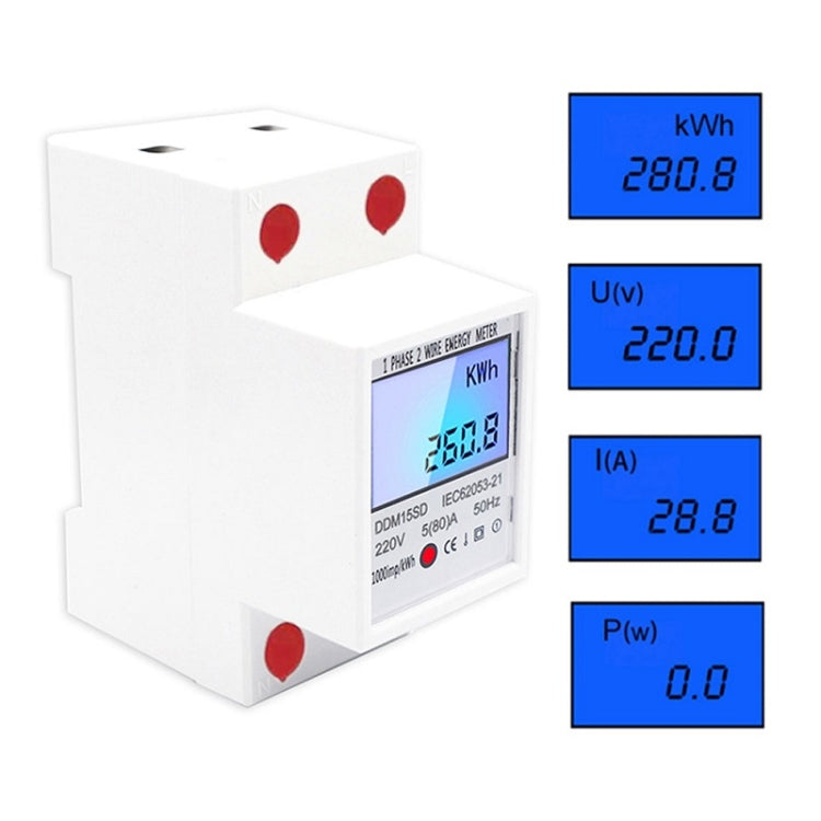 DDM15SD Single-phase Multi-function Rail Meter with Backlight LCD Display
