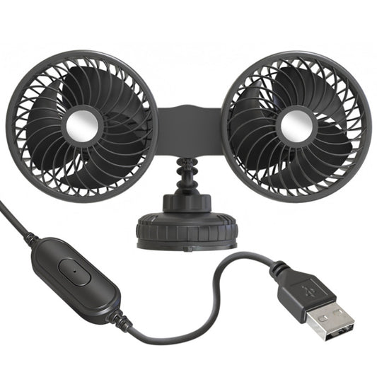 F6026 Grand ventilateur de voiture à double tête avec ventouse, F6026 USB, F6026 Allume-cigare avec USB