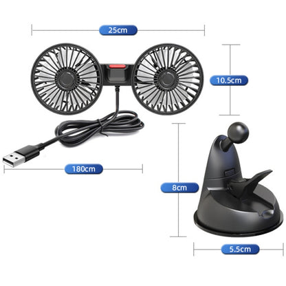 F4206 Suction Cup Double Head Car USB Fan, F4206
