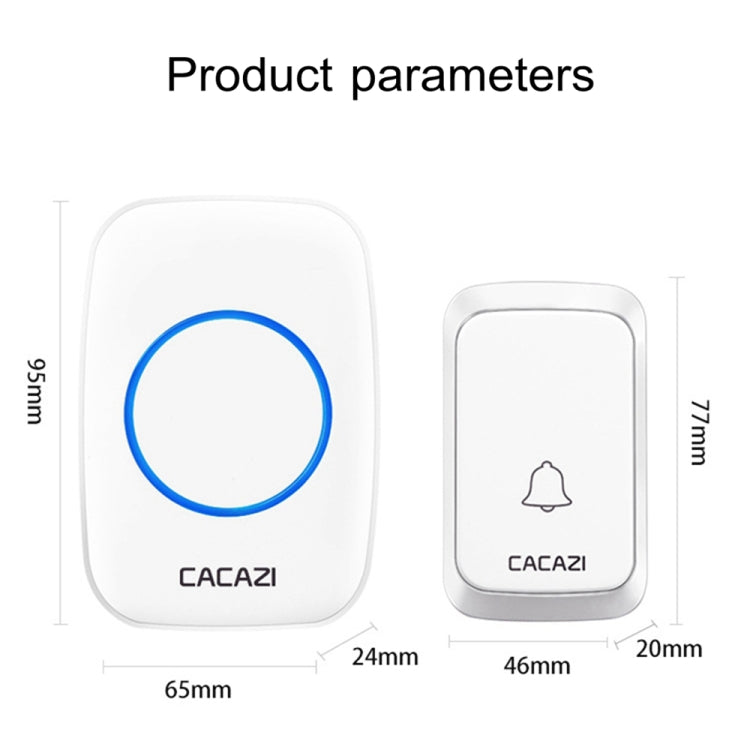 CACAZI A06-DC Sonnette sans fil étanche intelligente pour la maison 1 à 2 piles, 1 à 2 (blanc), 1 à 2 (noir)