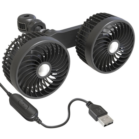 Ventilateur double tête USB F6207 pour siège arrière de voiture, avec fermeture éclair, USB, allume-cigare avec USB