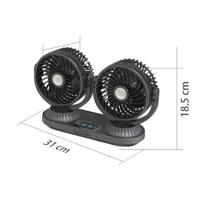 12V/24V Vehicle Electric Oscillating Head Rotatable Double Head Fan, F623U, F623