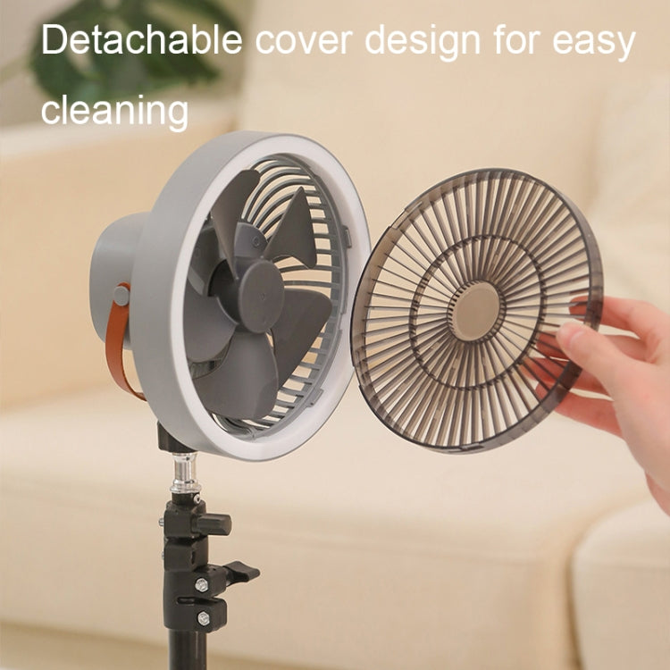 ZK-01 Ventilateur trépied 7 pouces d'extérieur avec lumière LED, batterie externe multifonctionnelle, ventilateur suspendu