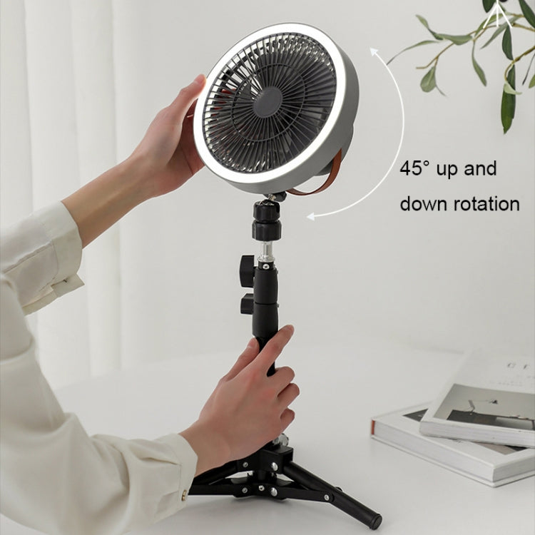 ZK-01 Ventilateur trépied 7 pouces d'extérieur avec lumière LED, batterie externe multifonctionnelle, ventilateur suspendu