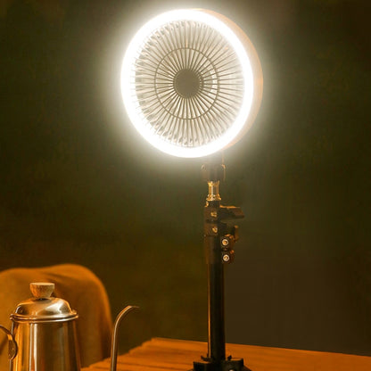 ZK-01 Ventilateur trépied 7 pouces d'extérieur avec lumière LED, batterie externe multifonctionnelle, ventilateur suspendu