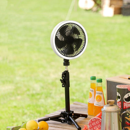ZK-01 Ventilateur trépied 7 pouces d'extérieur avec lumière LED, batterie externe multifonctionnelle, ventilateur suspendu