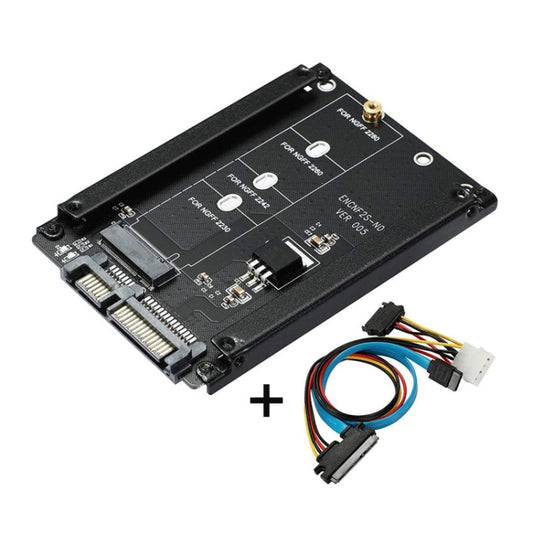 ENCNF2S-N01 NGFF To SATA3 Transfer Card M.2 KEY B-M SSD To 6Gbps Interface Conversion Adapter, With Baffle, With SATA 22pin Cable, Without Baffle