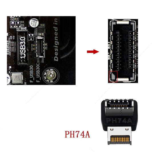 2 adaptateurs USB 3.1 Type-E pour carte mère d'ordinateur, coude à 90 degrés, Type-C frontal