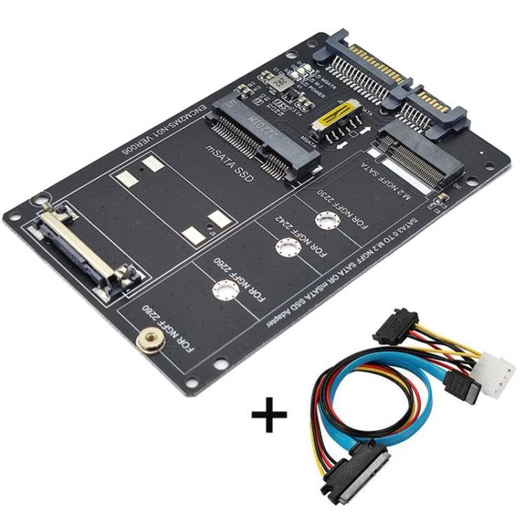 Carte convertisseur SSD 2 en 1 SATA 22 broches vers MSATA ou M.2 NGFF SATA, carte seule, avec câble SATA 22 broches et câble USB 3.0