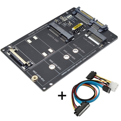 Carte convertisseur SSD 2 en 1 SATA 22 broches vers MSATA ou M.2 NGFF SATA, carte seule, avec câble SATA 22 broches et câble USB 3.0
