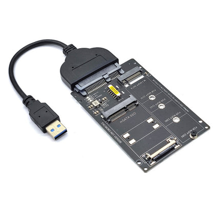 Carte convertisseur SSD 2 en 1 SATA 22 broches vers MSATA ou M.2 NGFF SATA, carte seule, avec câble SATA 22 broches et câble USB 3.0
